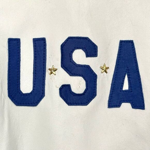 Vtg R.A Designs Kids USA Leather Jacket Small 6-7 Patriotic Fourth July Rodeo - Picture 6 of 12